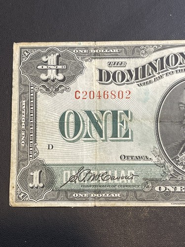 Banknote Dominion Of Canada 1923 1$ Dollar C2046802 Green Seal McCavour/Saunders - Picture 6 of 16