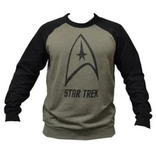 Men's Star Trek Logo Crewneck Slim Fit  Long Sleeves Sweatshirt Green and Black