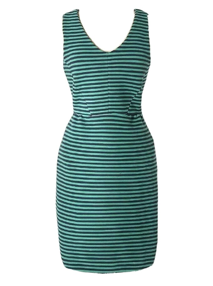 Boden Women Sheath Striped Green Blue Dress Size UK 14R US 10 R Medium New