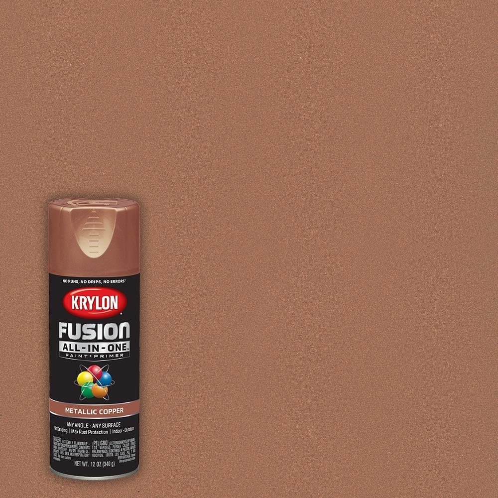 12 Oz Krylon K02768007 Copper Fusion All-In-One Paint & Primer Spray Paint, Meta