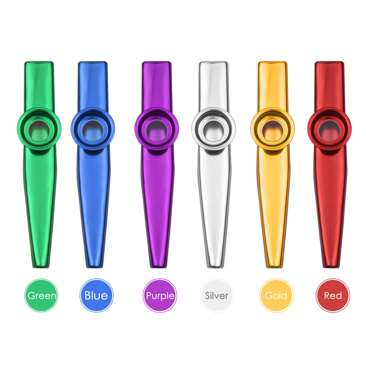 6PCS Musical Instrument Kazoo Metal Harmonica Mouth Flute Kids