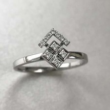 Square Crown Design Engagement Ring 1.2ct Round Cut Moissanite White Gold Plated