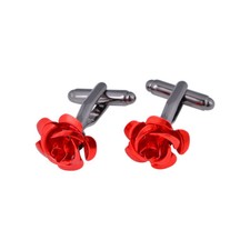 1 pair of men's and women's rose cufflink shirt set with cufflink jewelry