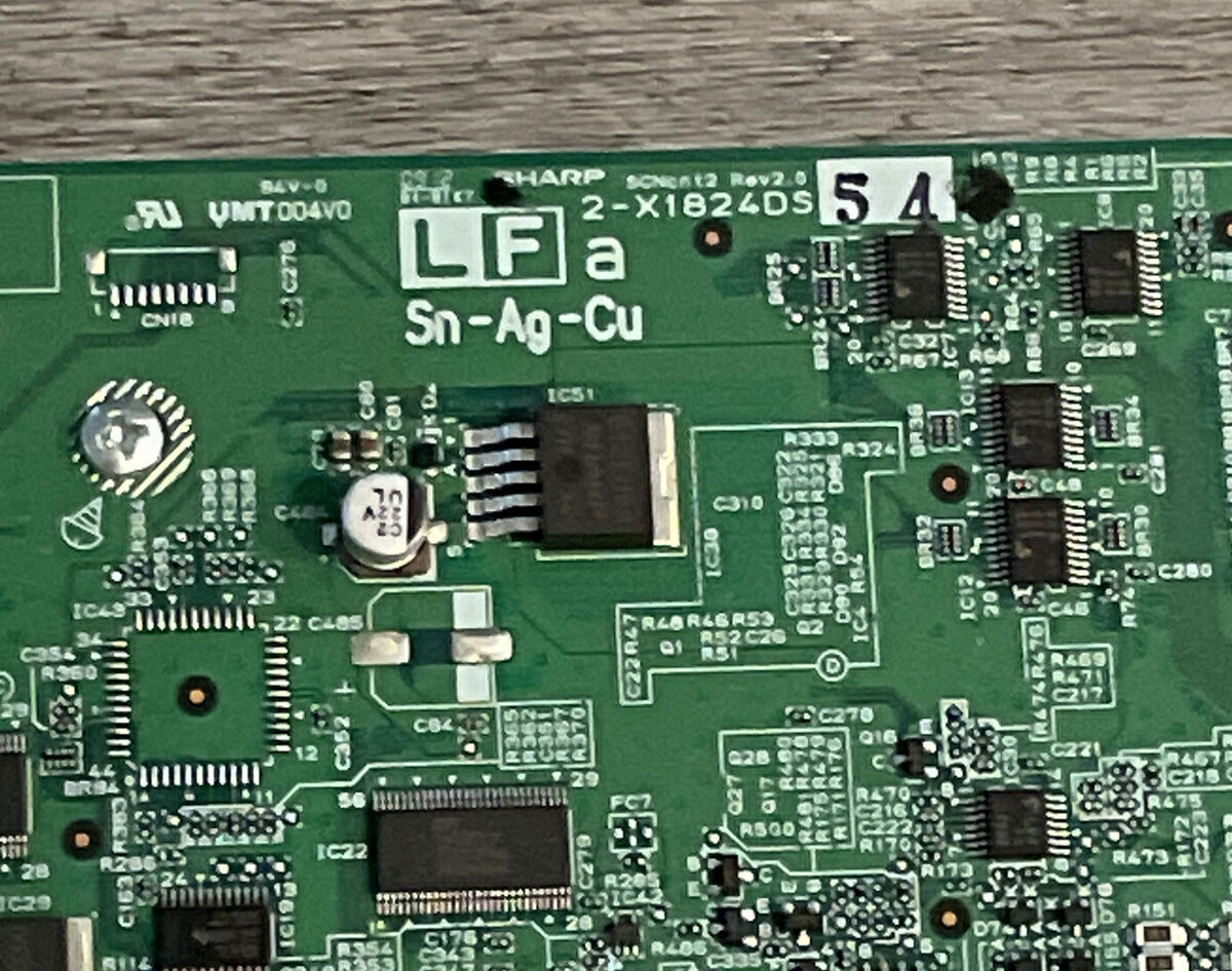 Lot 3 Sharp SN-Ag-Cu Rev 2.0 PRINTED CIRCUIT Board 2-x1824ds54 #M29-49 Lot 3 Sharp SN-Ag-Cu Rev 2.0 PRINTED CIRCUIT Board 2-x1824ds54 #M29-49