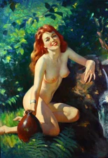 Pin-Up Art  Sexy Vintage Type Girl  Excellent Condition  APROX 6" by 4"