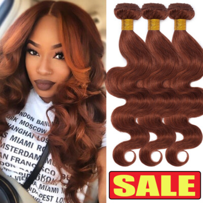 8A Unprocessed Virgin Human Hair Weave 3Bundles Weft Brazilian 8A Auburn Blonde