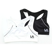 La Gear Girls Youth 2 Pack Microfiber Mesh Athletic Active Gym Sports Bra Combo