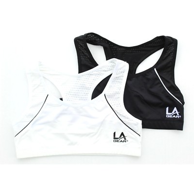 La Gear Girls Youth 2 Pack Microfiber Mesh Athletic Active Gym Sports Bra Combo