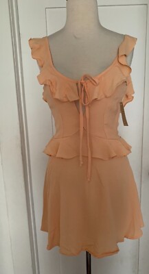  Flynn Skye Ruffled Cut Mini Mini Peachy Dress S Nwt