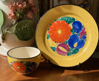 CZECHOSLOVAKIA Joseph Mrazek PEASANT ART Hand Painted Cup & Plate