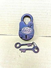 Colt Firearms Logo Padlock, Small Cast Iron Lock, Antique Finish 2 Keys Works