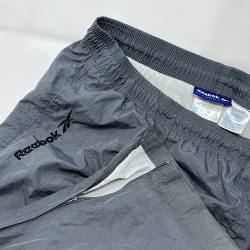 Vintage Y2k Reebok Swish Pants 90s Gray Nylon Zippered Lined Men Size 2XL Dazzle