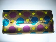 DOTTED EYE GLASSES CASE LIPSTICK CASE 6-3/4" x 3-1/2" x3" NEW SNAP CLOSURE 2 US