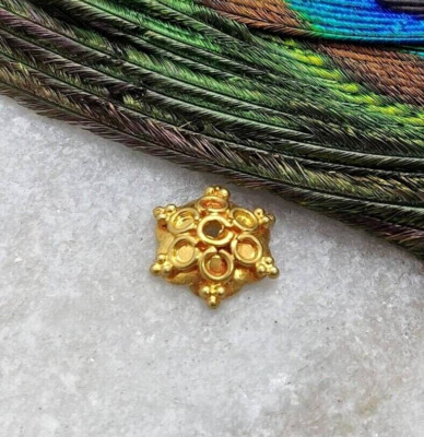 8.5mm 18k Solid Gold Fancy Spacer Beads Cap DIY Findings Craft