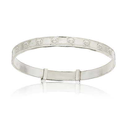 925 STERLING SILVER  BABY BANGLE TEDDY BEAR DICKIE BOW EXPANDABLE CHRISTENING