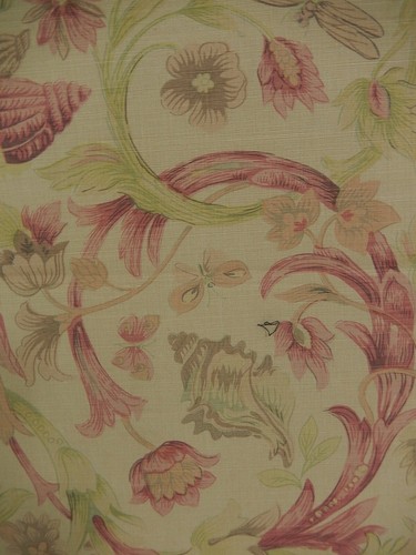 G.S. Tessuti "Tessuto stampato flora e fauna. Rosa verde marrone. 54,5 x 33". F-228 - Foto 8 di 12