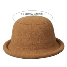 Women French Style Faux Wool Bucket Hat Soft Warm Knit Fisherman Cap Fashion