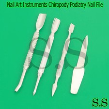 4 Pc Nail Art Instruments Chiropody Podiatry Nail File Nail Cleaner, Nail Pusher