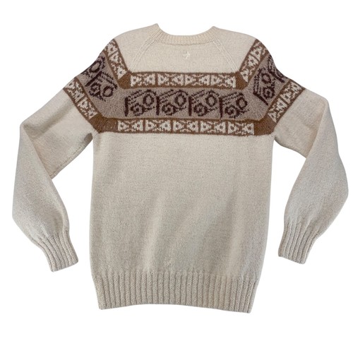 Suéter de Lana de Alpaca M/L Marfil Marrón Hank Tejido Pullover Jersey Fotrama Bolivia - Imagen 4 de 7