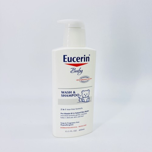 Eucerin Baby Unscented Baby Shampoo and Body Wash, 13.5 Fl Oz Pump Bottle - 第 1/2 張圖片