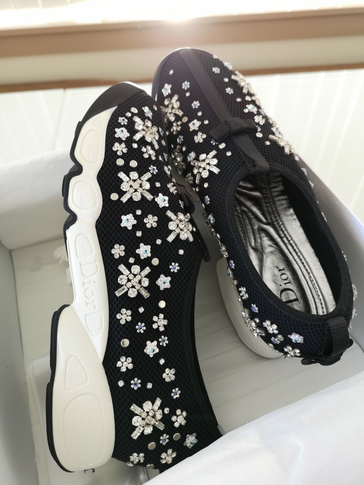 Dior Fusion Sneakers, Real Crystals Embroidered, AUTHENTIC, Brand New with box