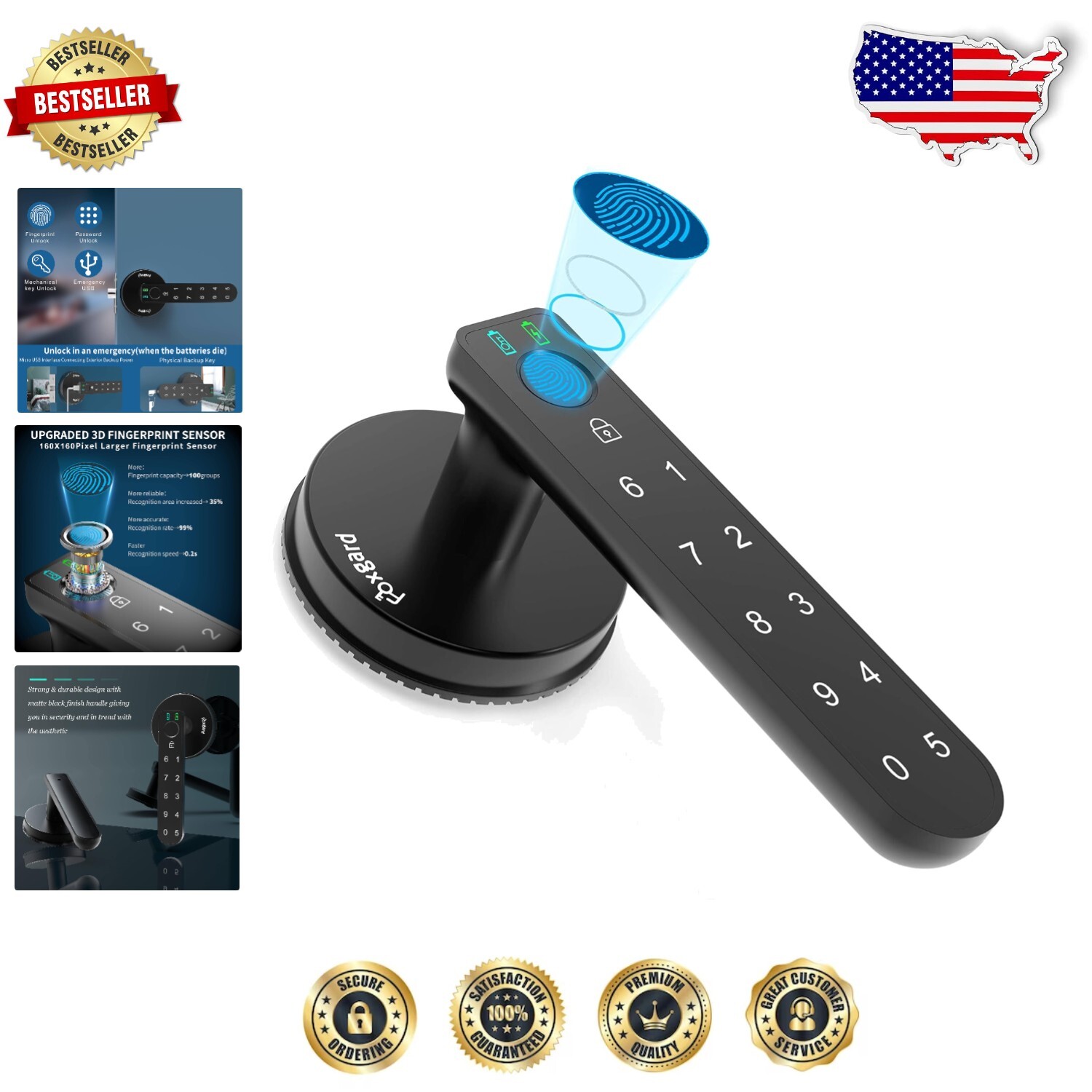 Smart Biometric Lock with Auto-Lock & Silent Mode – Easy DIY Installation for Any Door