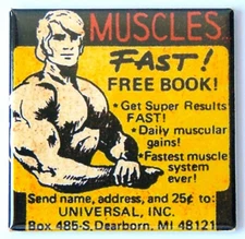 Muscles Fast FRIDGE MAGNET comic book advertisement weight lifting
