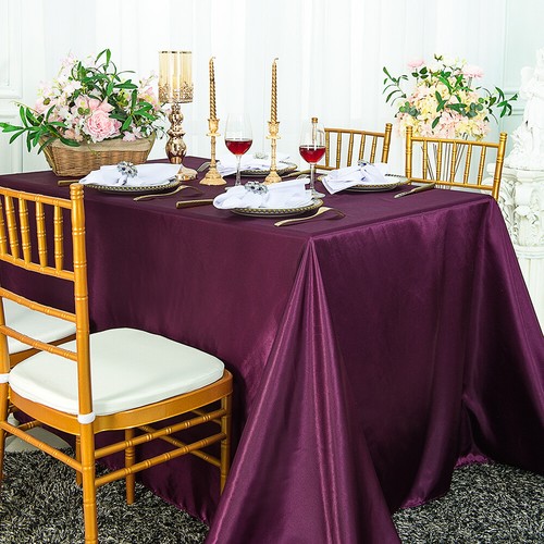 Wedding Linens Inc. 54" x 108" Premium Rectangular Satin Tablecloths - Picture 50 of 59