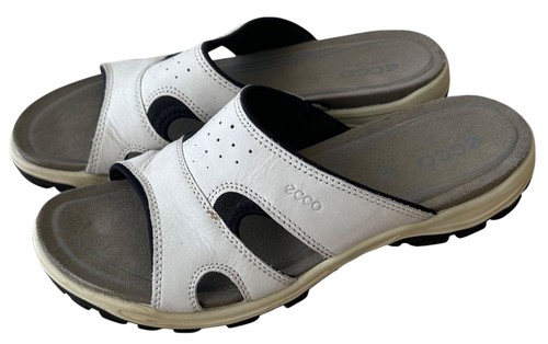 Ecco Offroad Sport Sandals Slides Sz 42 US 11 / 11.5 White Leather Slip On o - Picture 3 of 6