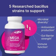 Mega Sporebiotic 180 Capsules Microbiome, Gut...