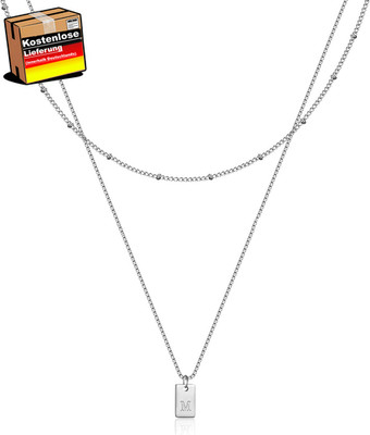 Layering Kette Buchstaben A-Z Anhänger Damen Initialen Gold Silber 18 Zoll+2 Zol