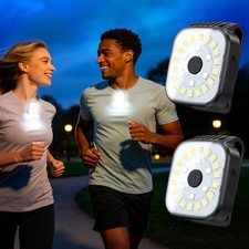 2 Pack Running Lights for Runners, Rechargeable Clip on Flashlight with 4 Mod...