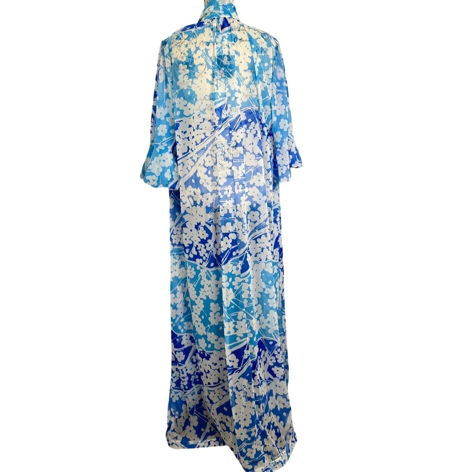 Vera Formfit Rogers Camisón Floral Azul Transparente Elegante Vintage Talla S Foto 3 de 4