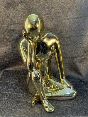 Modern Gold Abstract Thinker Sculpture Art Figurine Home Decor Minimalist Statue