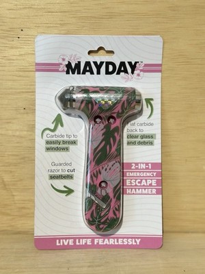 Mayday 2 In 1 Emergency Escape Hammer Flat Carbide Glass/Debris Floral Design