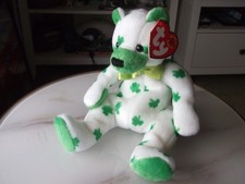 TY Beanie Baby -CLOVER THE IRISH  Bear   MWMT / TAG PROTECTOR DOB MARCH 17 2001
