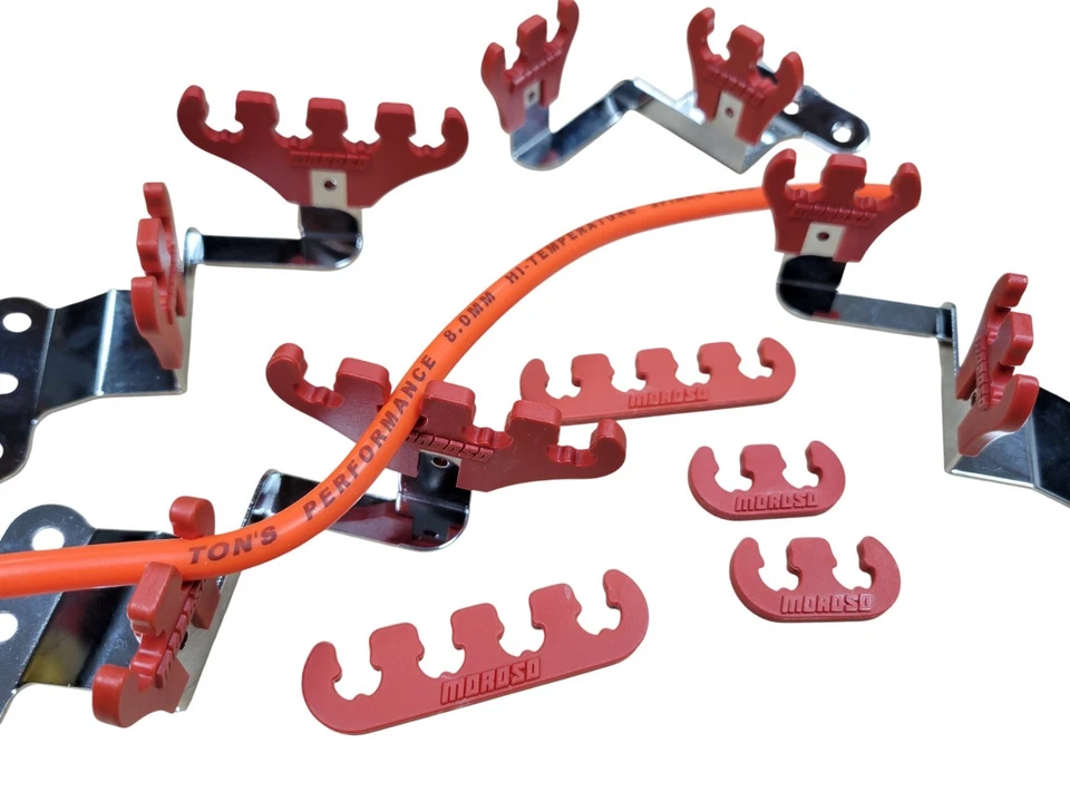 Moroso 72141 Ignition Spark Plug Wire Loom CenterBolt kit Red Small Block CHEVY - Image 2 of 4