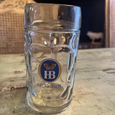 0.5L HB Hofbrauhaus Munchen Dimpled Glass Beer Stein Mug Tankard  EUC