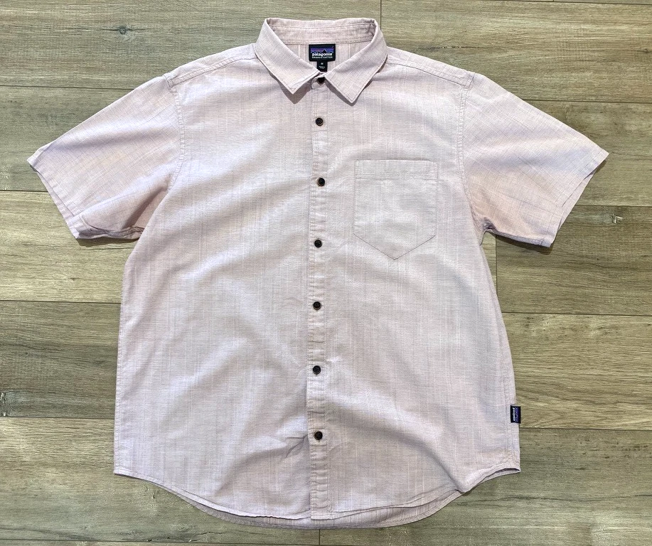 Patagonia Slub Poplin Mens M Short Sleeve Button Camp Lightweight Hiking Shirt