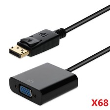 Lot of 68 NEW AddOn DISPLAYPORT2VGA DisplayPort 1.2 to VGA Adapter Cables 8" M/F