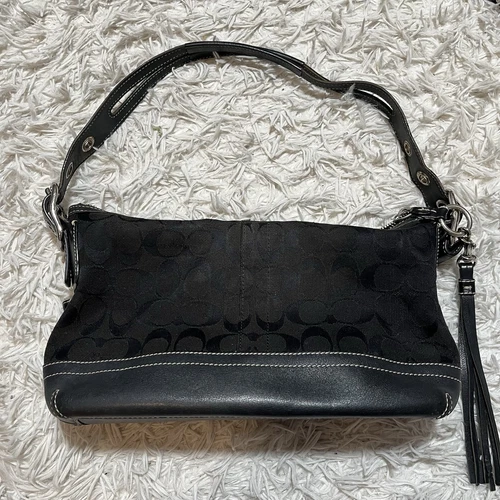 BORSA A TRACOLLA COACH 9363 EAST WEST NERA TELA FIRMA PELLE