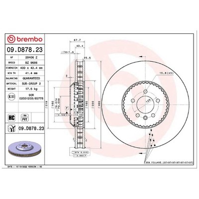 2x Brembo Scheibenbremse vorne 26265619