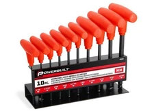 Powerbuilt 940202 10 Piece Metric T-Handle Hex Key Wrench Set