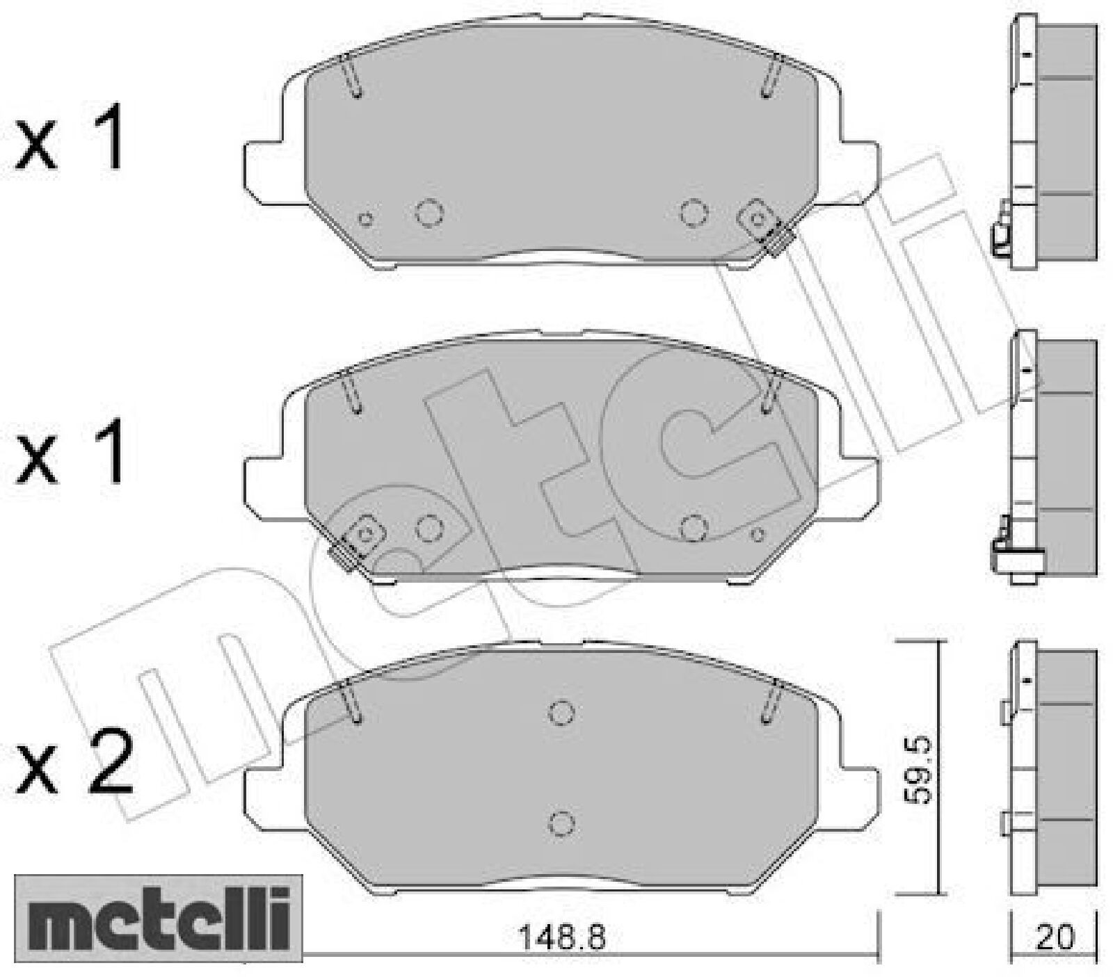 metelli 22-1163-0 Bremsbelagsatz für Scheibenbremse Bremsbelagsatz