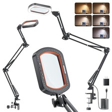10X Rectangle Magnifying Glass with Light, 3 Arms 5 Color Modes Large Magnify...