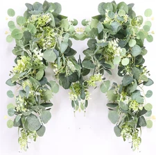 5.9FT Eucalyptus Garland, Artificial Greenery Garland Flower, Green SpringGarlan
