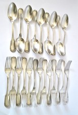 Lot 21 Couverts de table en métal argenté classique 1900 Orfèvre BOULENGER 21cm