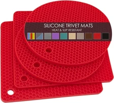 Silicone Trivets 4 Pack Heat Resistant Non Slip Hot Pads Pot Holders Red