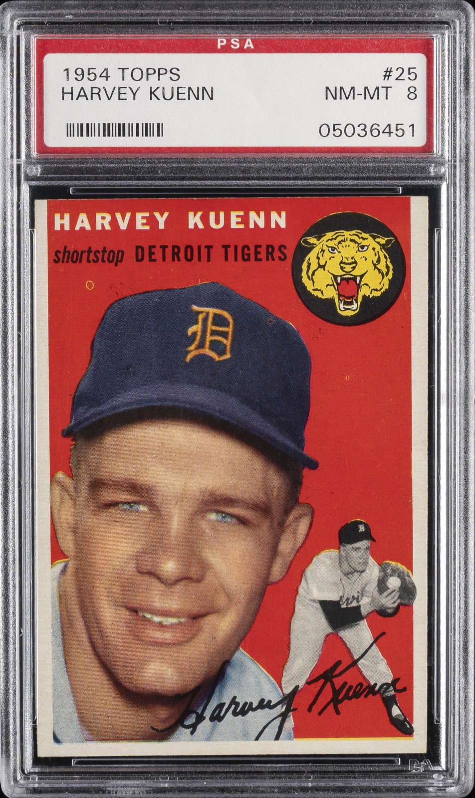 1954 TOPPS #25 HARVEY KUENN PSA 8