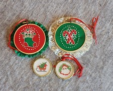 Handmade Needlepoint and Embroidered Vintage Christmas Tree Ornaments